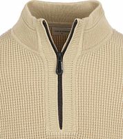 No Excess Half Zip Pullover Structure Melange Beige