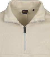 BOSS Courduroy Half Zip Sweater Ecru