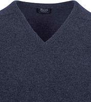 William Lockie V-Neck Lambswool Indigo Melange