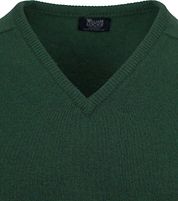 William Lockie V-Neck Lambswool Tartan Dark Green