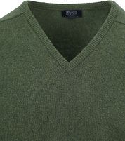 William Lockie Pullover Lambswool V-neck Rosemary Green