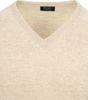 William Lockie V-Neck Lambswool Linen Beige
