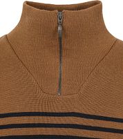 Armor-Lux Camionneur Half Zip Sweater Wool Stripes Brown