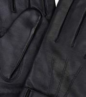 Profuomo Gloves Wool Black Leather 