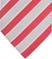 Silk Tie Red Grey Stripes