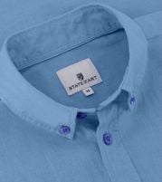 State Of Art Short Sleeve Shirt Linen Blue
