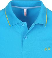 Sun68 Polo Shirt Small Stripe Collar Blue