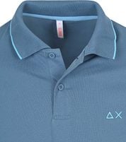 Sun68 Polo Shirt Small Stripe Collar Avio Blue