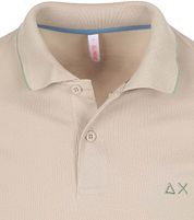 Sun68 Polo Shirt Small Stripe Collar Greige 