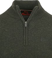 Superdry Essential Half Zip Wool Mix Pullover Dark Green