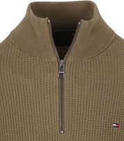 Tommy Hilfiger Half Zip Cable Pullover Olive Green
