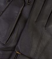 Profuomo Gloves Wool Brown Leather 