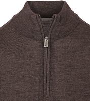Profuomo Half Zip Pullover Merino Wool Dark Brown