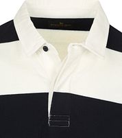 Steppin' Out Rugby Polo Shirt Stripe Navy White