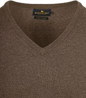 Steppin' Out Pullover Cotton Cashmere V-Neck Taupe Melange