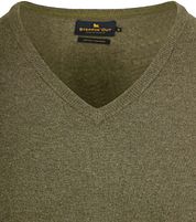 Steppin' Out Pullover Cotton Cashmere V-Neck Olive Green