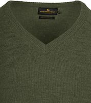 Steppin' Out Pullover V-Neck Lambswool Olive Green