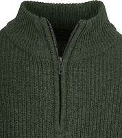 Steppin' Out Half Zip Pullover Lambswool Olive Green