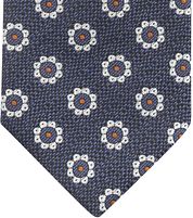 Suitable Tie Silk Stripe Flowers Navy