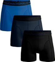 Muchachomalo Boxershorts Effen Blauw Zwart 3-Pack