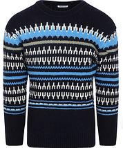 KnowledgeCotton Apparel Wol Print Donkerblauw