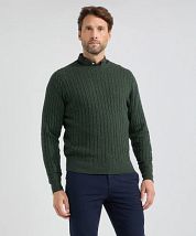 McGregor Cable Pullover Merino Wool Melange Dark Green