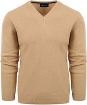 Suitable Pullover Wool V-Neck Beige