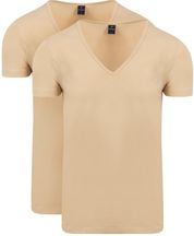 Suitable Vitaru T-Shirt Deep V-Neck Beige 2-Pack