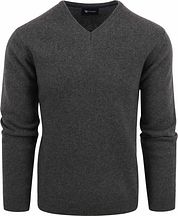 Suitable Lambswool Pullover V-Neck Dark Grey