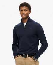 Superdry Henley Essential Half Zip Navy