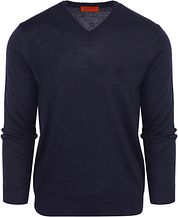 Suitable Pullover V-Neck Wool Dark Blue