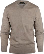Steppin' Out Pullover V-Neck Merino Wool Taupe