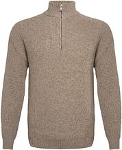 R2 Half Zip Heavyknit Pullover Merino Wool Light Brown