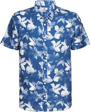 Petrol Short Sleeve Shirt Floral Print Blue