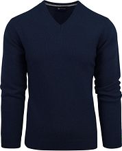 Suitable Lambswool Pullover V-Neck Navy