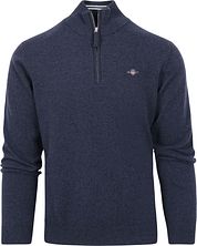 Gant Halfzip Wool Sweater Logo Melange Navy