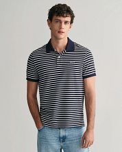 Gant Polo Shirt Pique Navy Stripe