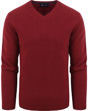 Suitable Lambswool Pullover V-Neck Bordeaux