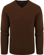 Suitable Pullover Wool V-Neck Brown