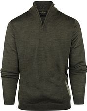 Steppin' Out Half Zip Pullover Merino Wool Olive Green