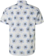 No Excess Short Sleeve Shirt Linen Blue Print