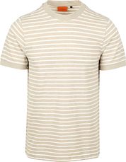 Suitable T-shirt Isaac Stripe Piqué Pebble