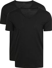 Mey V-neck Dry Cotton T-shirt Black 2-Pack