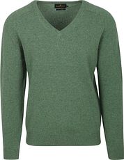 Steppin' Out Pullover V-Neck Lambswool Mid Green