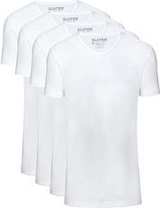 Slater 4-pack T-shirt Basic Extra Long V-neck White