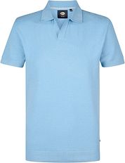 Petrol Knitted Polo Shirt Light Blue