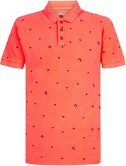 Petrol Polo Shirt Palm Trees Orange