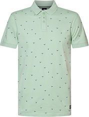 Petrol Polo Shirt Seashore Print Green