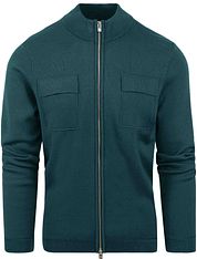 Blue Industry Cardigan Chest Pocket Dark Green