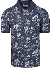 Gant Polo Shirt Palm Print Dusty Navy